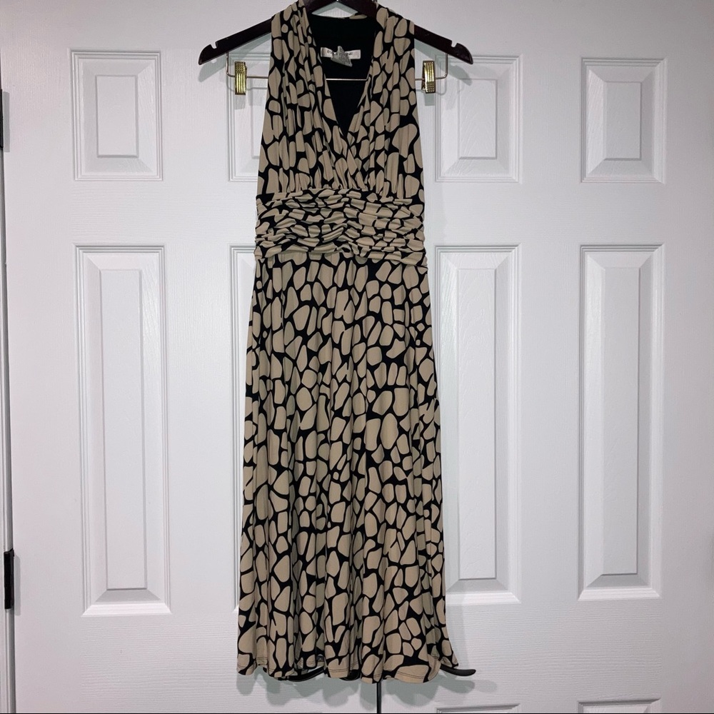 Evan Picone Sleeveless Ruched Halter Midi T Back Dress Size 4
